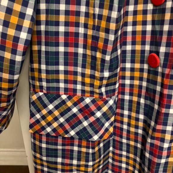 Checked A-Line Dress With Red Buttons - Picture 5 of 8